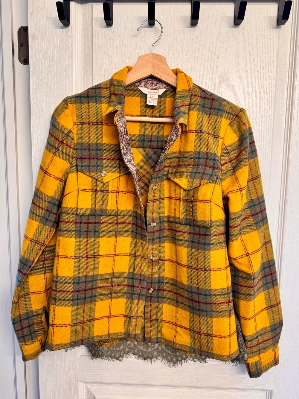 Sundance Yellow Plaid Utility Shacket Jacket